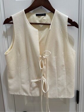 Cream Tie-Front Vest